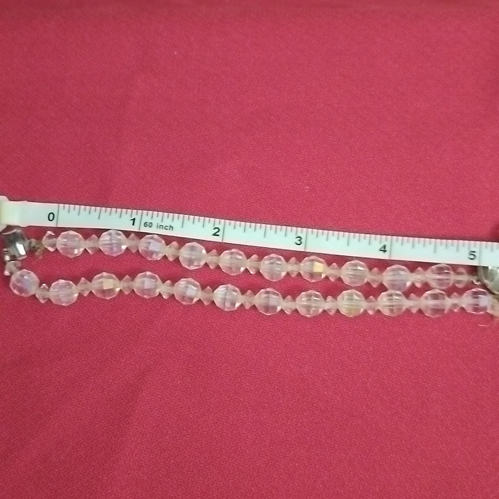 Vintage Estate Small AB Crystal 2 strand bracelet w Ornate Clasp - Picture 6 of 11
